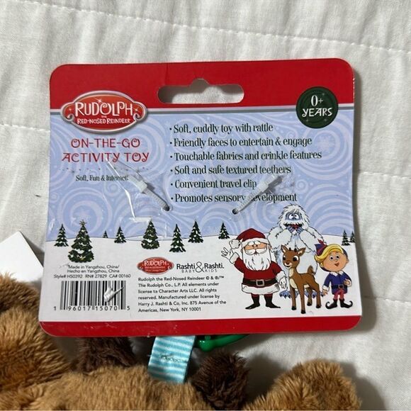 Rudolph The Red-Nosed Reindeer Plush Activity Toy Teether Rattle & Crinkle - Picture 5 of 9